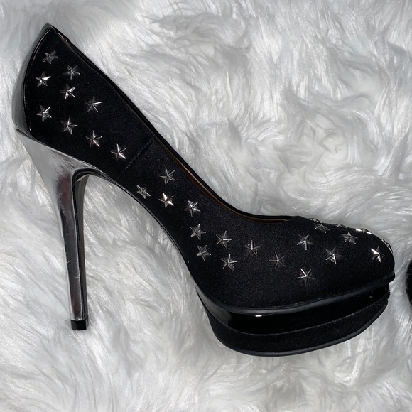 Catwalk high heel shoes with silver metal stars - Picture 7 of 7